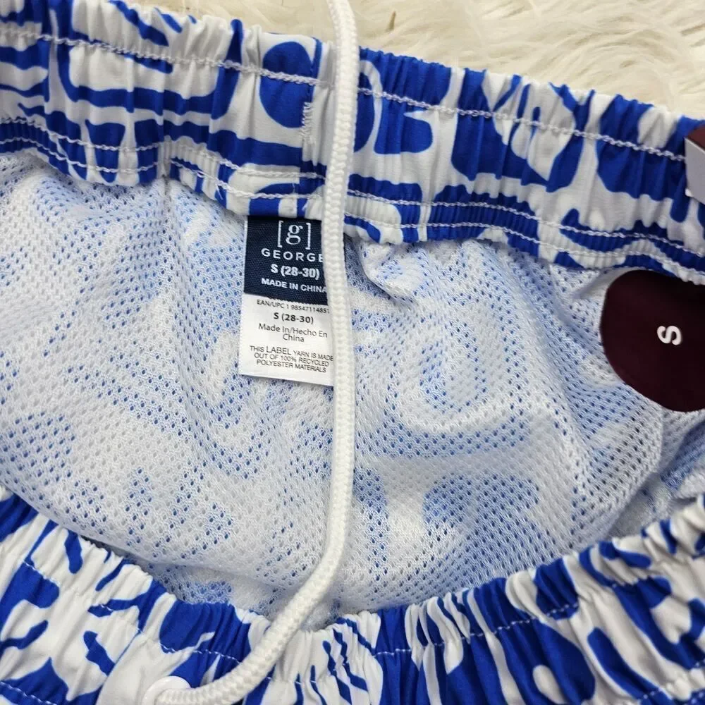 Wonder Nation Cobalt Crush Blue White Printed Men's Size Small Family Swimwear